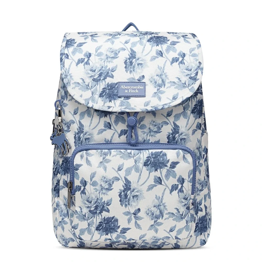 abercrombie kids Girls' Aspen Print Flap Rucksack Backpack Blue Floral